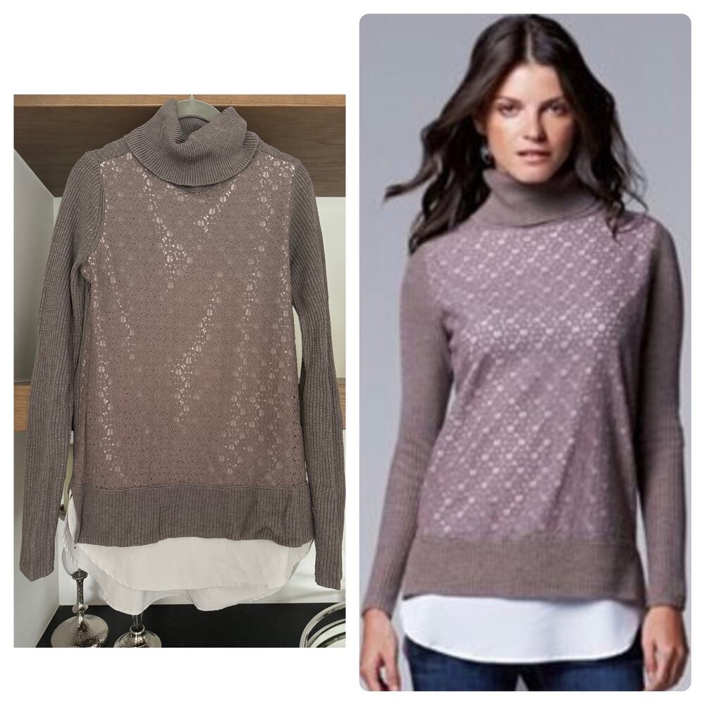 Simply Vera Vera Wang Dual Layer Tunic Sweater in Lavender